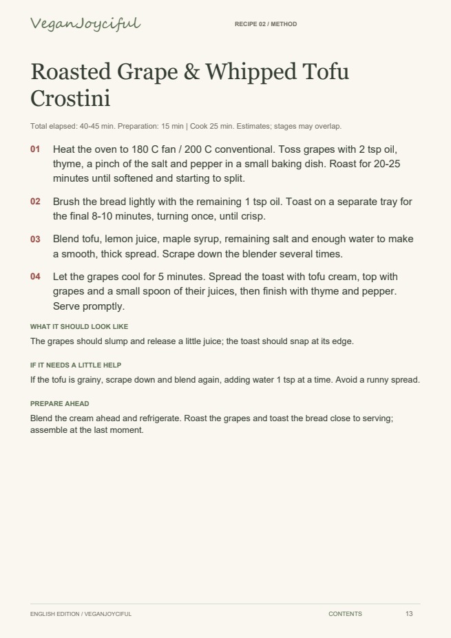 Grape crostini · method — sample page