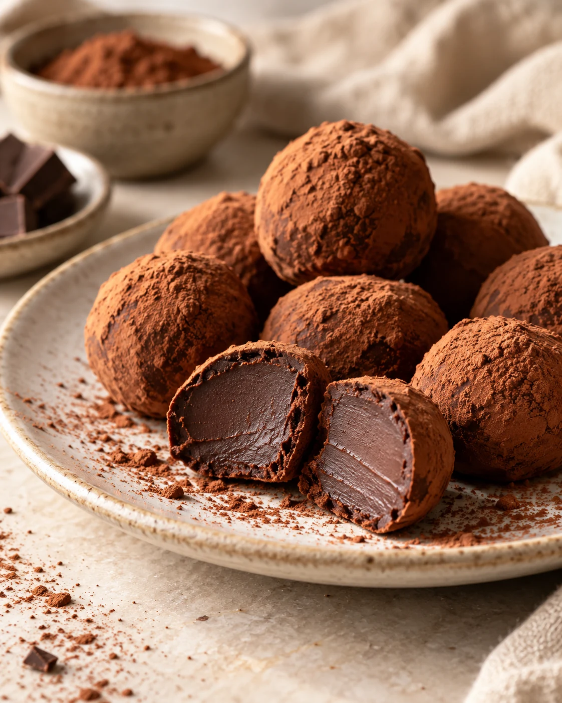 Trufas veganas de chocolate y coco